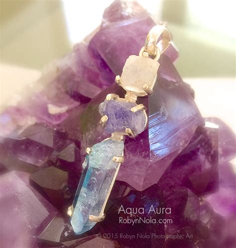 New Aqua Aura Quartz Crystal Pendant Robyn Nola Ts