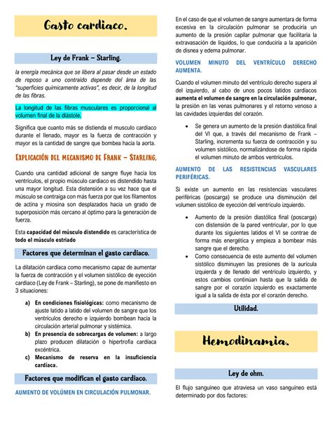 Gasto cardiaco la energía mecánica que se libera al pasar desde un