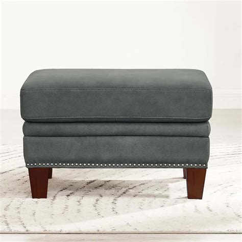 Sherwood Charcoal Gray Leather Ottoman | RC Willey