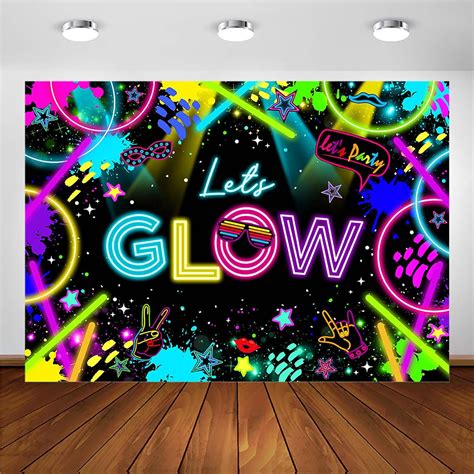 Avezano Neon Party Backdrop Lets Glow Party Decoration Colorful