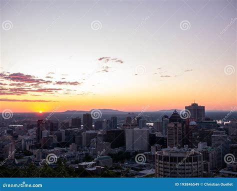 Montreal Sunrise Viewed from Mount Royal with City Skyline in the Morning Editorial Stock Image ...