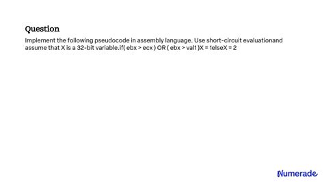 Solved Implement The Following Pseudocode In Assembly Language Use