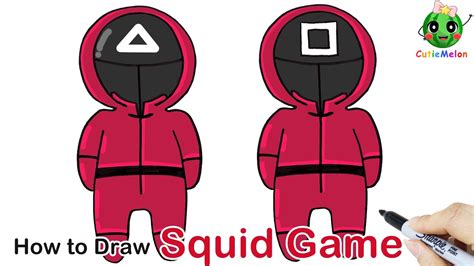 兒童簡筆畫鱿鱼游戏 How To Draw Squid Game ⏹🔼⏺ Red Guard Uniform Easy Step By Step 【西瓜寶寶學畫畫學英語】兒童簡筆畫教程