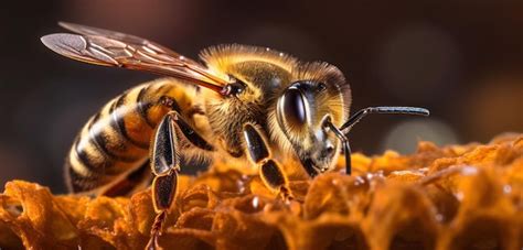 Premium AI Image | A bee on a honeycomb with a black eye