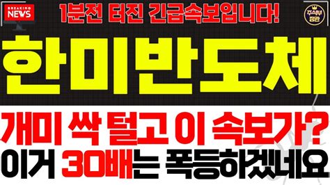 한미반도체 주가전망 🔥긴급속보 개미 싹 털고 이 속보가 이거 30배는 폭등하겠네요 제발 후회하지마세요 한미반도체 한미