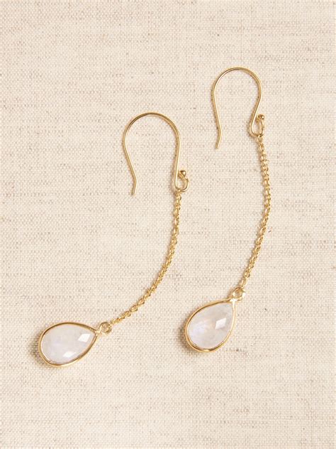 Aureus Argent Teardrop Gemstone Chain Earrings Banana Republic