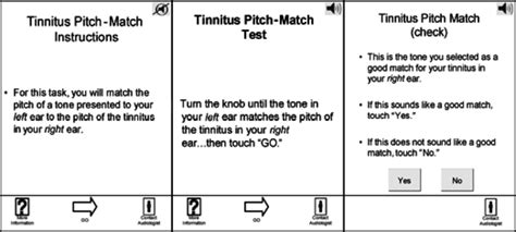 Screen Displays For Obtaining Tinnitus Pitch Matches Instructions And