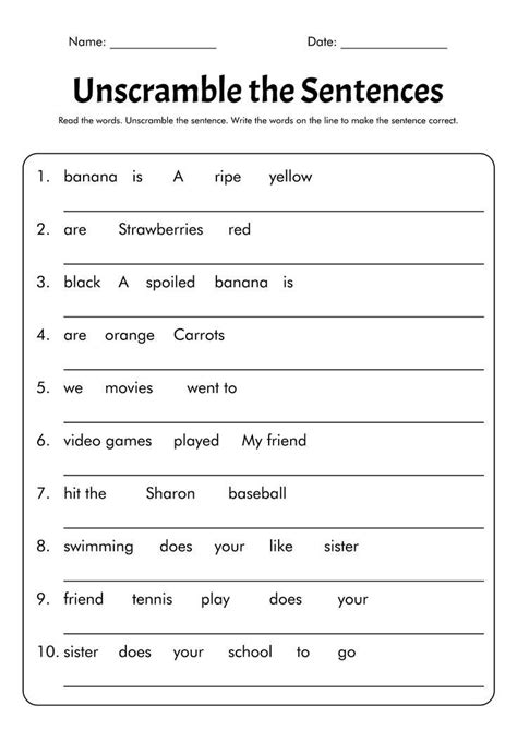 Th Grade Simple Sentence Worksheets In Simple Sentences