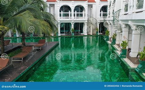 View of Swimming Pool Inside the Hotel. Green Color of Swimming Pool at ...