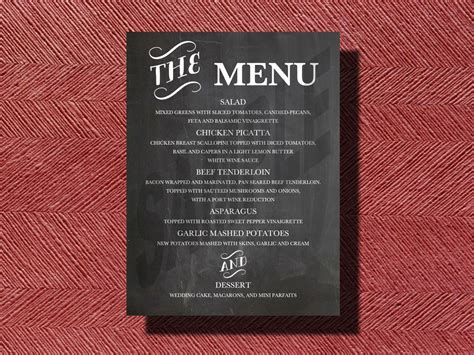 Custom Designed Chalkboard Wedding Reception Dinner Menu Etsy