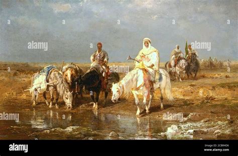 Schreyer Adolf Arabs Watering Their Horses 1 German School 19th