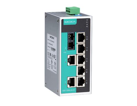 MOXA EDS 208A M SC T Unmanaged Ethernet Switch With 7 10 100BaseT X