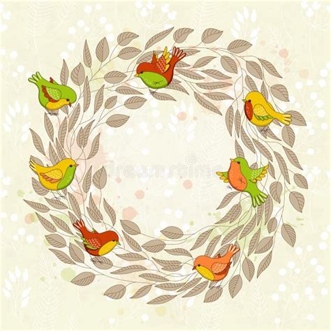 Card With Wreath Of Fir Cones Branches And Red Beads Stock Vector