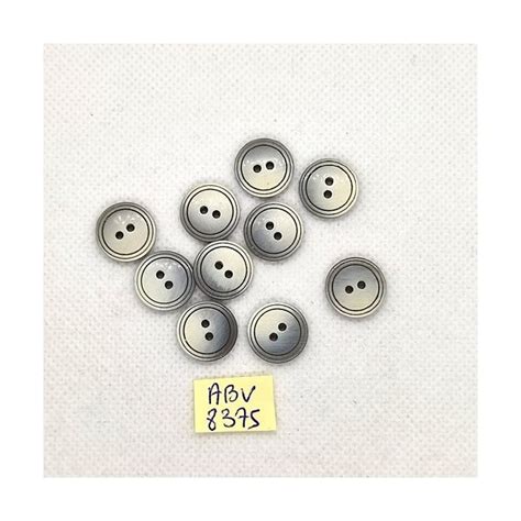 10 Boutons en résine gris 14mm ABV8375 Boutons Creavea