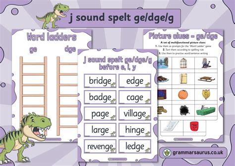 Phonics Phase 6 J Sound Spelt Ge Dge G Grammarsaurus