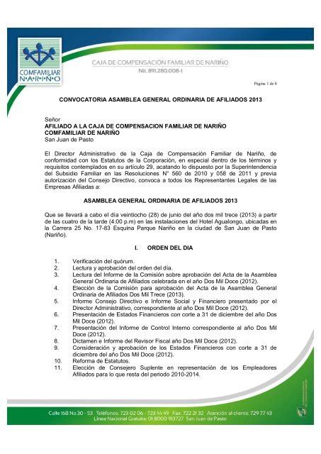 Convocatoria Asamblea General Ordinaria De