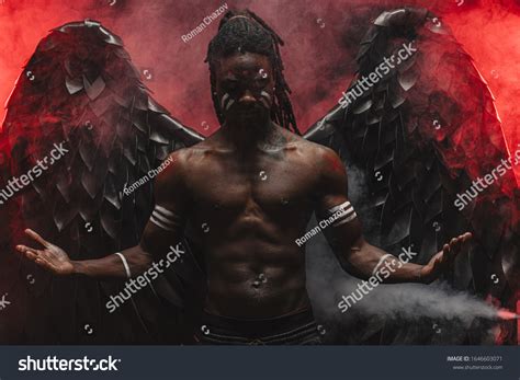 Portrait Muscular Black Man Naked Torso Stock Photo 1646603071