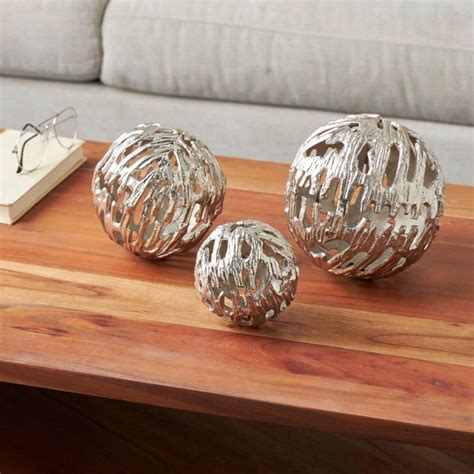 Litton Lane Silver Aluminum Metal Metallic Cutout Orbs And Vase Filler