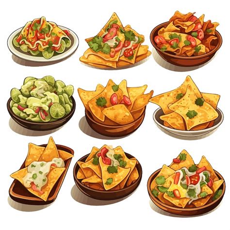 Premium Vector Set Of Mexican Nachos Vector Illustrated