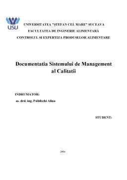 Documentația Sistemului de Management al Calității Referat DOCX