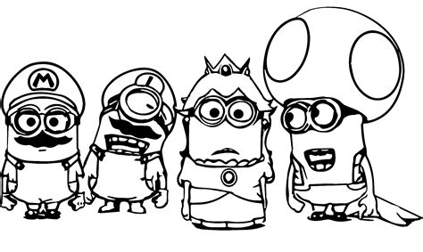 Super Mario Minions Coloring Page Free Printable Coloring Pages