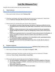 Copy Of Cold War Webquest Pdf Cold War Webquest Part I Using