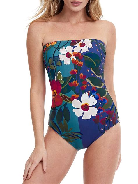 Womens Botanical Garden Bandeau One Piece Swimsuit Editorialist