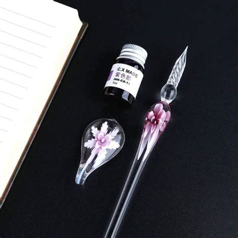 Vintageart™ Glass Calligraphy Pen Set With Ink And Pen Rest