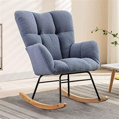 Geroboom Nursery Rocking Chair Velvet Upholstered Glider Rocker Rocking