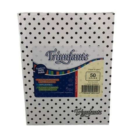 Cuaderno 16x21 Triunfante Rayado Blanco Lunares 50 Hojas Triunfante