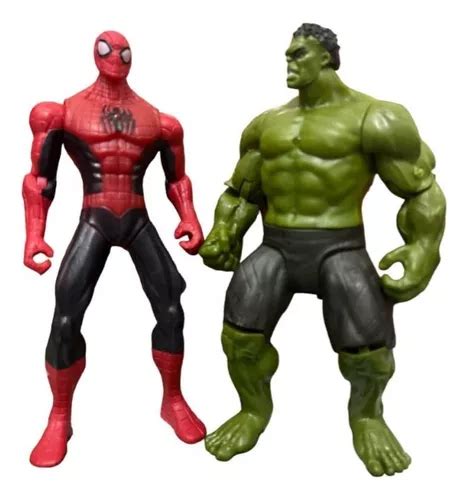 Kit Bonecos Homem Aranha E Hulk Cm Led Marvel