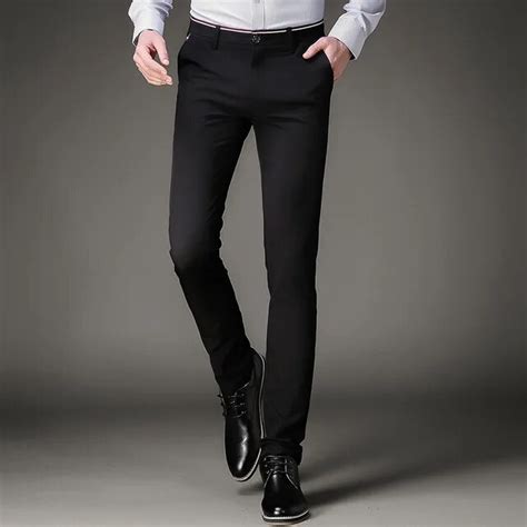 Jbersee Mens Black Dress Pants Formal Pants Slim Fit Wedding Men Black