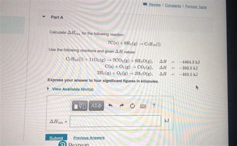 Solved Calculate Δhrxn For The Following Reaction