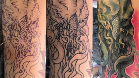 Tatuaje del artista Mexicano Totentanz Cabral Cthulhu Tatuajes y más