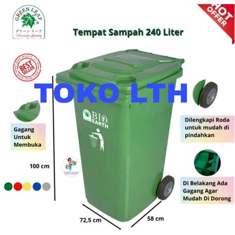 Jual TEMPAT SAMPAH RODA SEGI BIO 240 LITER 2024 GREEN LEAF KOTAK SAMPAH