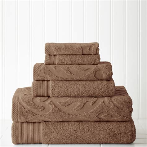 Soft And Cozy Piece Jacquard Cotton Bath Towel Set Mocha Walmart