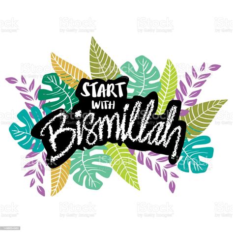 Start With Bismillah Hand Lettering Islamic Poster Stock Illustration Download Image Now Istock