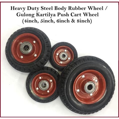 Heavy Duty Steel Body Rubber Wheel Gulong Kartilya Push Cart Wheel