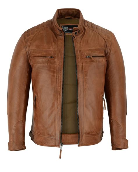 Vance Leathers Men S Cafe Racer Waxed Lambskin Austin Brown Motorcycle