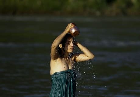 Nepalese Woman Takes Traditional Holy Bath Editorial Stock Photo