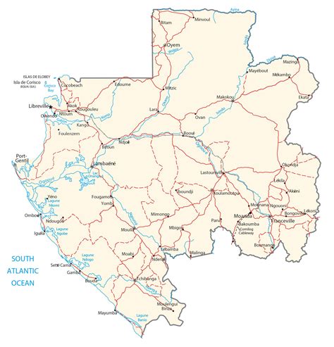 Gabon Map - Cities and Roads - GIS Geography