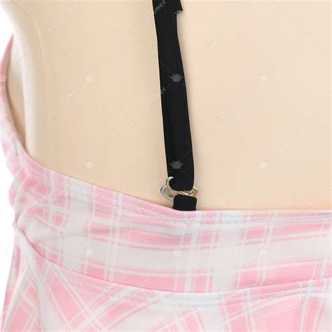 Women Two Piece Swimwear Pink Plaid Prints Ruffle Hem Bikini Bathing Suit Bikini Set For Sale