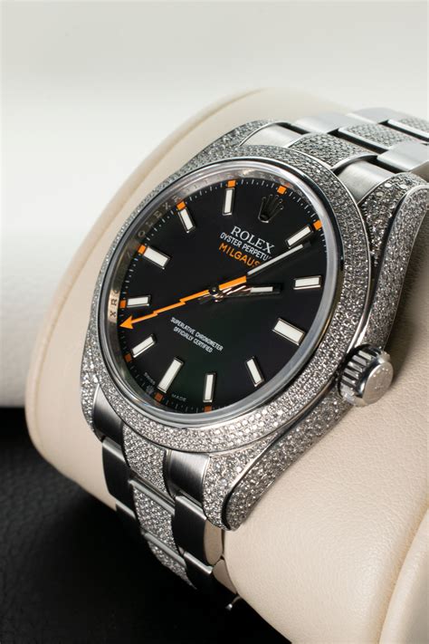 Rolex Milgauss Diamonds Black Dial Limited Edition Black Venom