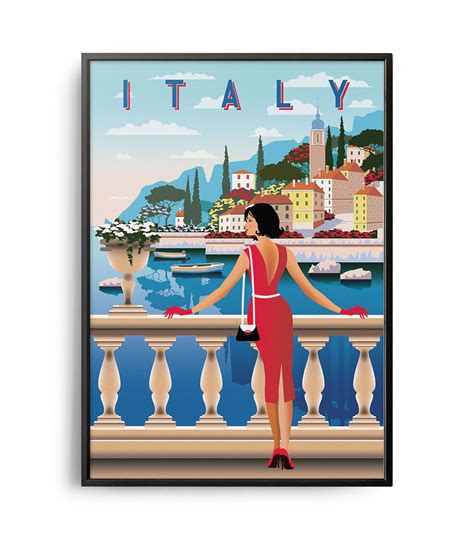 Retro art deco Italy travel poster - Weekend Poster