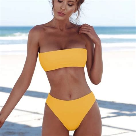 Yellow Strapless Bikini Gem