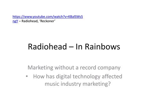 Radiohead In Rainbow Marketing Strategy Ppt