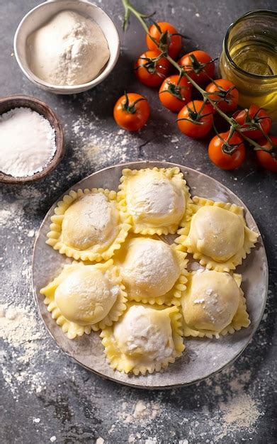 Premium Photo Different Types Of Fresh Raw Italian Ravioli On The