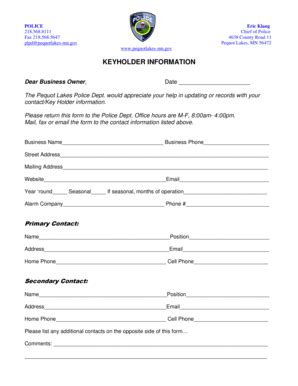 Fillable Online Keyholder Info Sheet Manualdoc Fax Email Print