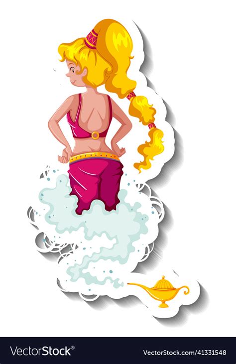 Genie Lady Coming Out Of Magic Lamp Cartoon Vector Image