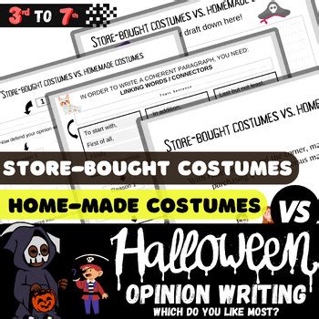 Halloween Opinion Writing Prompts Home Made Or Store Bought Costumes Ela